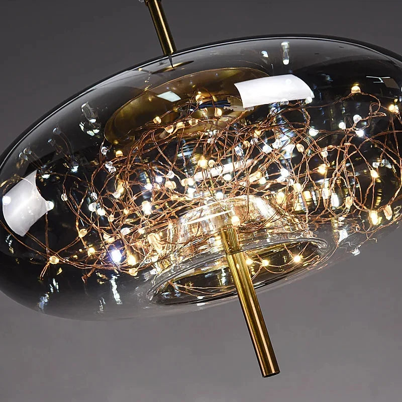 Modern Glass LED Pendant Light – Dimmable Hanging Ceiling Fixture | Luxury Designer Chandelier | Contemporary Home Lighting
