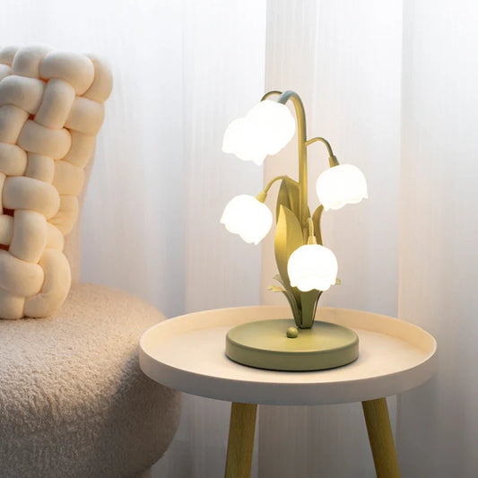 Vintage Lily Flower Table Lamp – 5-Bloom Bedside Light | Decorative G4 LED Accent Lamp | Elegant Floral Home Décor