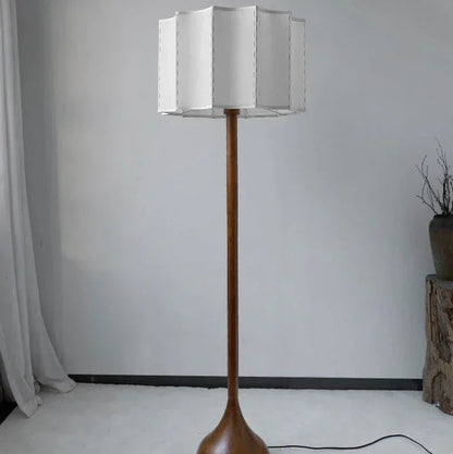 HikariWood Floor Lamp – Wabi-Sabi Wooden Standing Light | Japandi Ambient LED Lighting for Modern Interiors