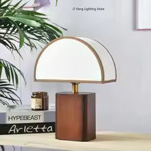 Oakmere Table Lamp – Nordic Wooden Bedside Light | Retro Fabric LED Lamp for Cosy Modern Interiors