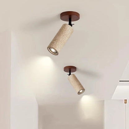 Travero Flush Ceiling Light – Wabi-Sabi Travertine Stone Lamp | Minimalist Natural Lighting for Modern Interiors