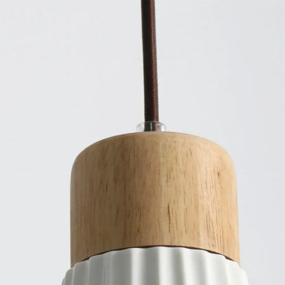 Ceramic & Wood Pendant Light – Modern Nordic LED Hanging Lamp | Natural Contemporary Lighting