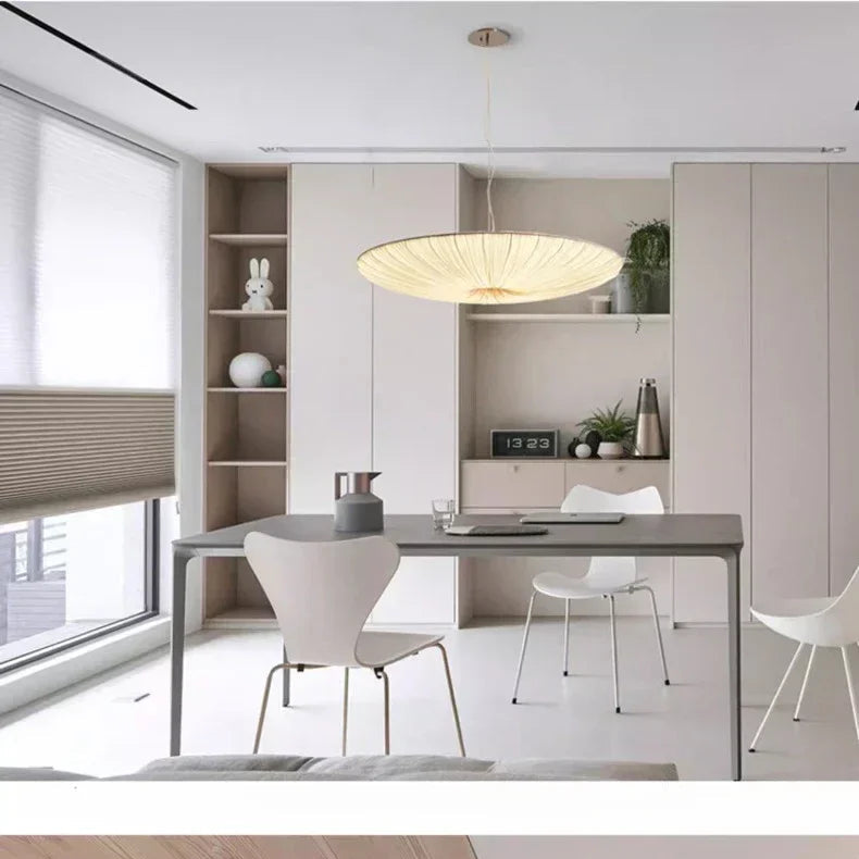 Aethera Ceiling Light – Wabi-Sabi Fabric LED Pendant | Minimalist Floating Disc Lamp for Contemporary Interiors
