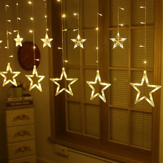 SternGlanz 3.5M LED Star Curtain Lights – 138 LED Christmas Window Lights for Home, Parties & Festive Decorations