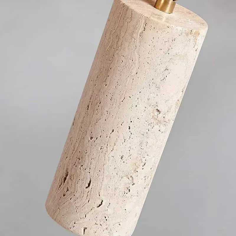 Travertine & Wood Ceiling Spotlight – Wabi-Sabi LED Flush Mount Light | Japandi Accent Interior Lighting
