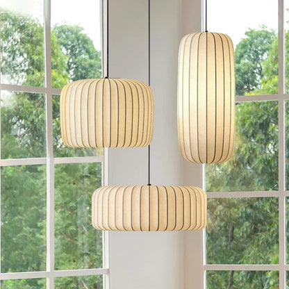 Serenea Silk Pendant Light – Wabi-Sabi Hanging Lamp | Japanese Nordic Ceiling Light for Elegant Interiors