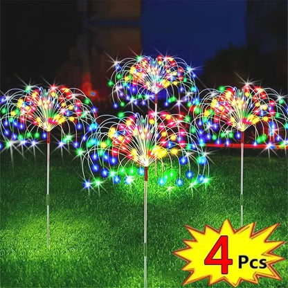 Solar LED Firework Christmas Lights – 200 LED Copper Wire Garden Lights for Pathways, Patios & Festive Decorations