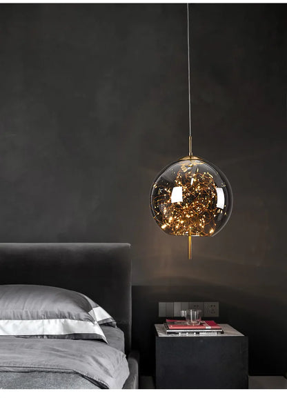 Modern Glass LED Pendant Light – Dimmable Hanging Ceiling Fixture | Luxury Designer Chandelier | Contemporary Home Lighting