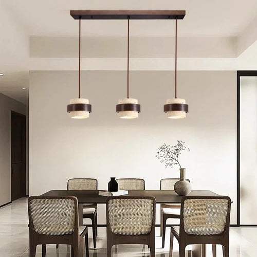 Natural Stone Pendant Light with LED – Modern Minimalist Hanging Lamp | Warm Ambient Interior Lighting