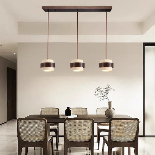 Natural Stone Pendant Light with LED – Modern Minimalist Hanging Lamp | Warm Ambient Interior Lighting