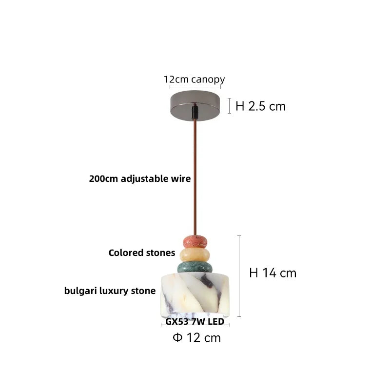 Travertine Stone Pendant Light with Copper Finish – Nordic LED Hanging Lamp | Warm Contemporary Lighting