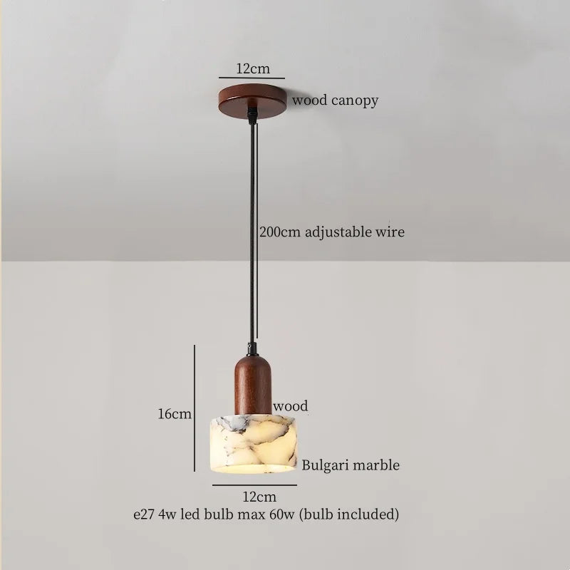 Marble Pendant Light with Iron Finish – Modern Nordic LED Ceiling Lamp | Luxury Contemporary Lighting