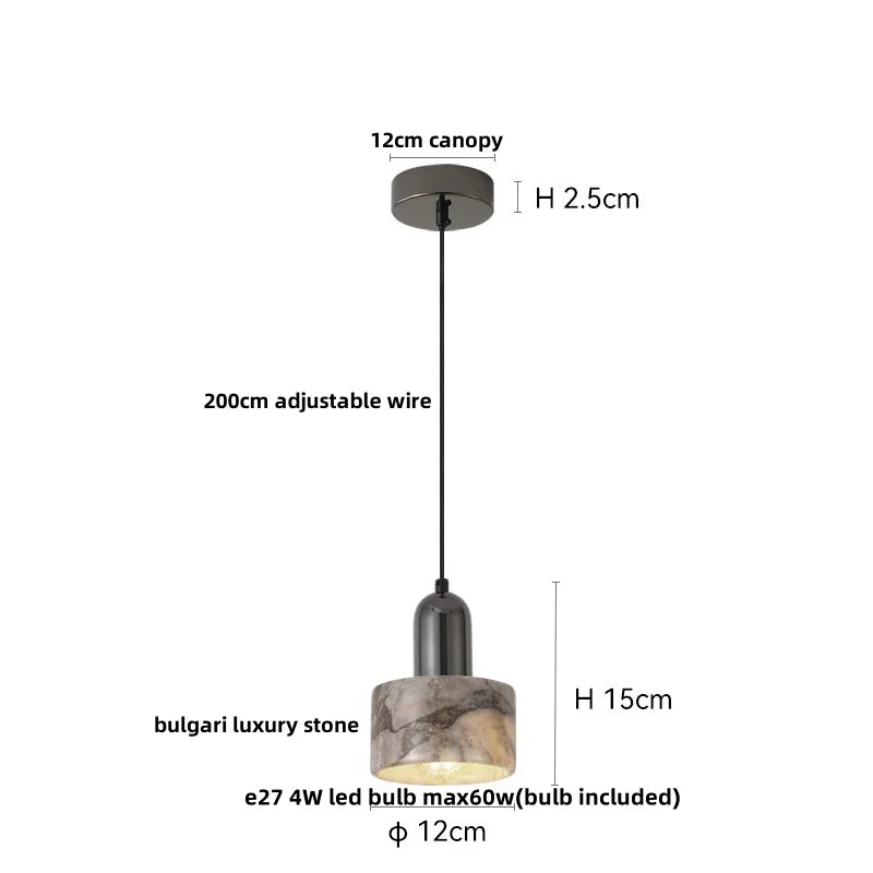 Travertine Stone Pendant Light with Copper Finish – Nordic LED Hanging Lamp | Warm Contemporary Lighting