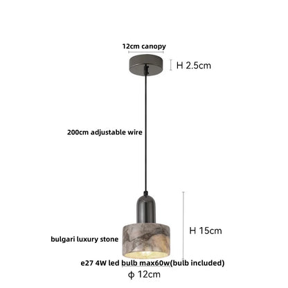 Travertine Stone Pendant Light with Copper Finish – Nordic LED Hanging Lamp | Warm Contemporary Lighting