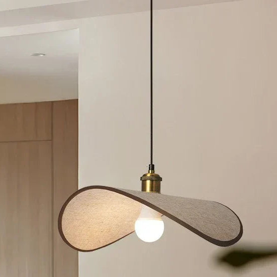 Wabi-Sabi Pendant Light with Fabric Shade – Japandi Retro Ceiling Lamp | Warm Ambient Interior Lighting