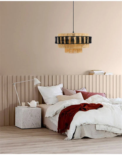 Wabi Sabi Rattan Pendant Light – Handwoven Bamboo Ceiling Lamp | Dimmable Natural Lighting | Artisan Japanese-Inspired Design