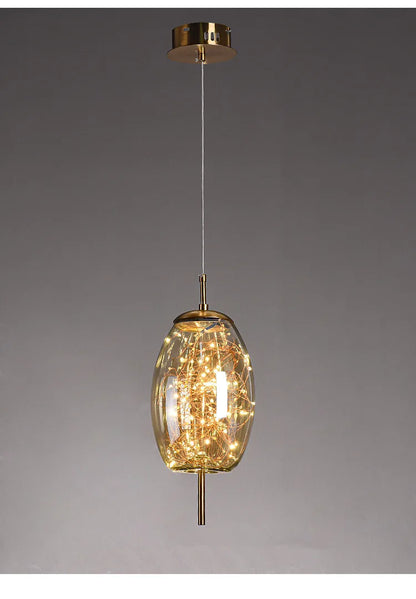 Modern Glass LED Pendant Light – Dimmable Hanging Ceiling Fixture | Luxury Designer Chandelier | Contemporary Home Lighting