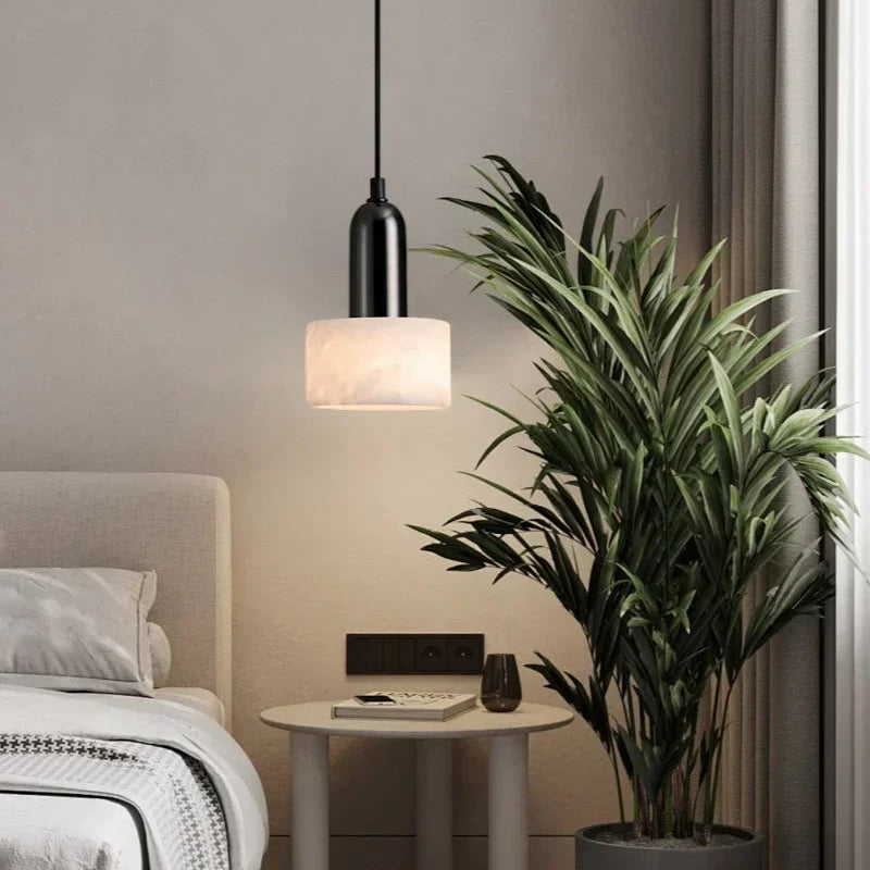 Marble Pendant Light with Iron Finish – Modern Nordic LED Ceiling Lamp | Luxury Contemporary Lighting