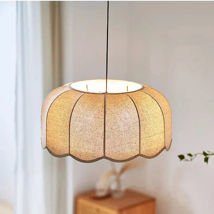 Hoshira Linen Pendant Light – Japandi Wabi-Sabi Ceiling Lamp | Soft Ambient LED Lighting for Modern Interiors