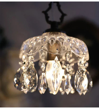 French Crystal Glass Pendant Light – Luxury Gold LED Chandelier | Elegant Ambient Lighting | Vintage-Inspired Statement Piece