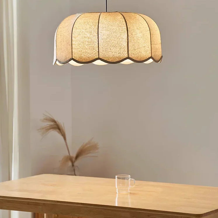 Hoshira Linen Pendant Light – Japandi Wabi-Sabi Ceiling Lamp | Soft Ambient LED Lighting for Modern Interiors