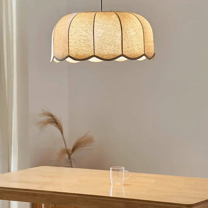 Hoshira Linen Pendant Light – Japandi Wabi-Sabi Ceiling Lamp | Soft Ambient LED Lighting for Modern Interiors