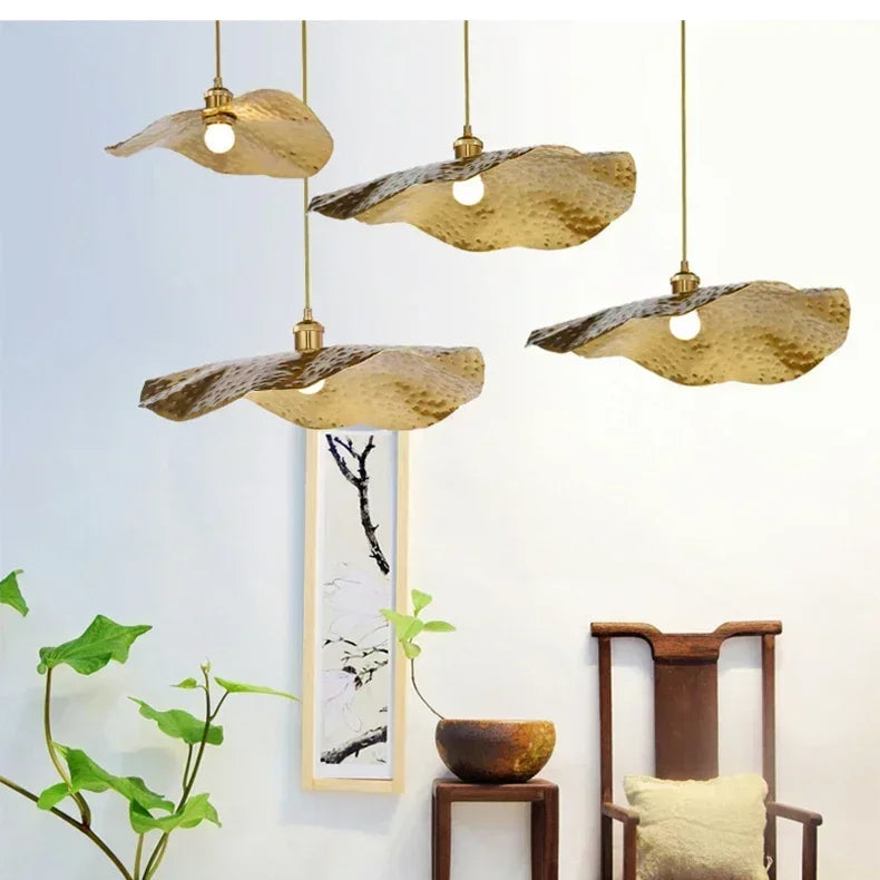 Gold Lotus Pendant Light – Vintage Zen Ceiling Lamp | Luxury Ambient Hanging Lighting