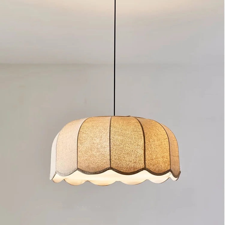 Hoshira Linen Pendant Light – Japandi Wabi-Sabi Ceiling Lamp | Soft Ambient LED Lighting for Modern Interiors