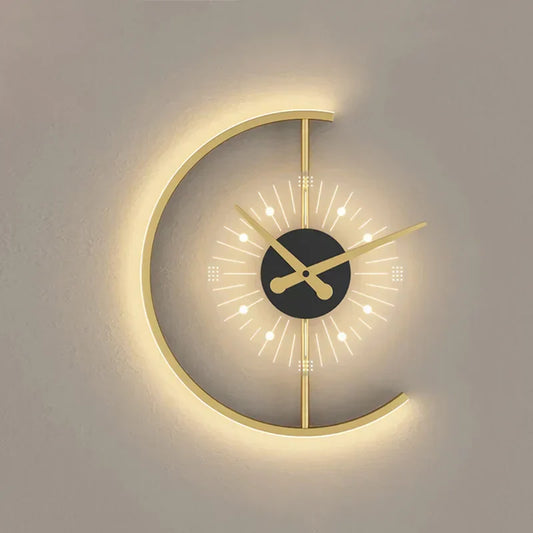 Nordic Wall Light with Clock Design – Modern LED Wall Lamp | Decorative Ambient Lighting | Scandinavian Interior Accent