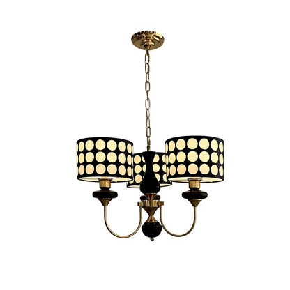 Traditional Copper Chandelier with Fabric Shades – Luxury Classic Ceiling Light | Elegant Ambient Lighting