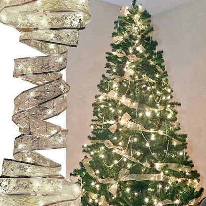 LumiRibbon Gold LED Ribbon String Lights – Decorative Lighted Ribbon for Christmas Trees, Gifts & Festive Displays