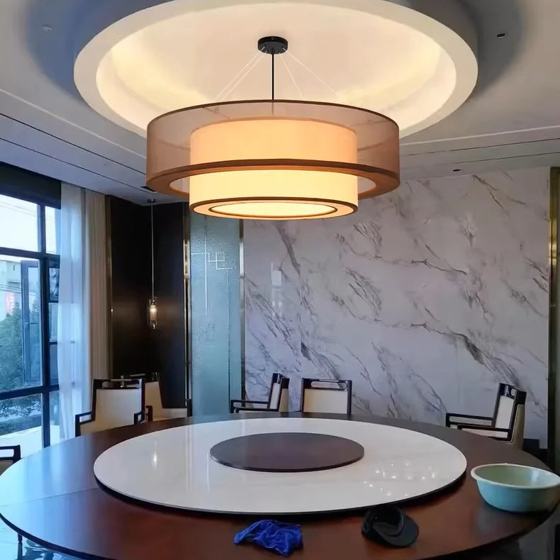 Veloura Silk Pendant Light – Luxury Beige Hanging Ceiling Lamp | Soft Ambient Lighting for Modern Interiors