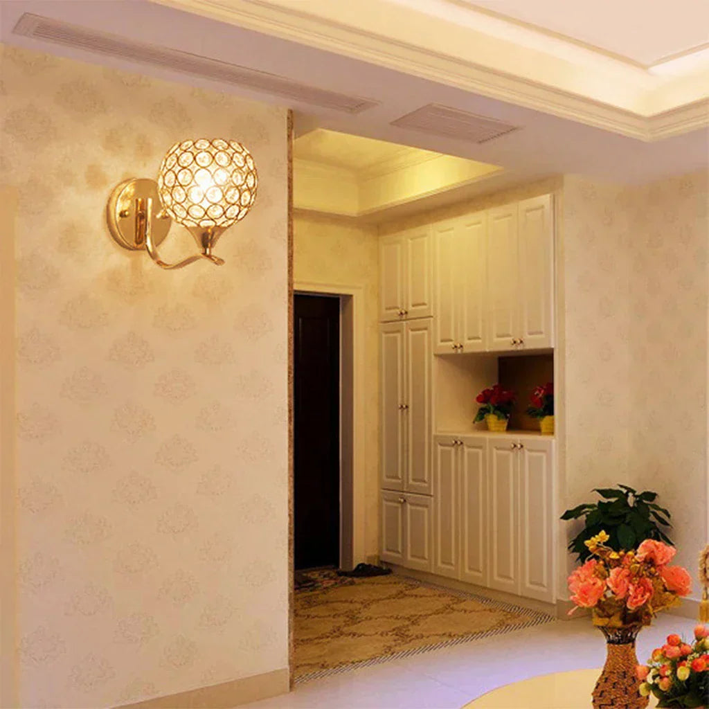 Crystal Wall Light with Gold & Silver Finish – Modern Luxury LED Wall Sconce | Elegant Ambient Lighting