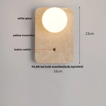Cavora Stone Wall Light – Scandinavian Glass & Natural Stone Sconce | Up & Down Ambient Lighting | Contemporary Interior Design