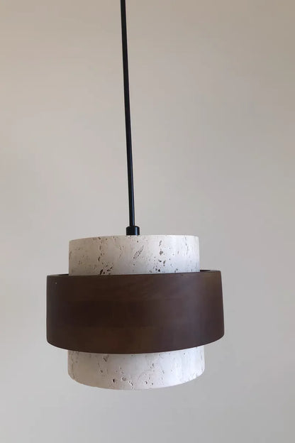 Travero Pull Wall Light – Travertine Stone & Wood LED Lamp | Scandinavian Ambient Lighting | Natural Interior Elegance