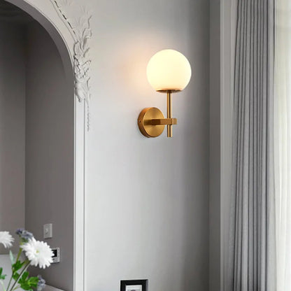 AuroraSphere Wall Light – Nordic Glass Globe LED Wall Lamp | Modern Ambient Lighting for Bedrooms & Bathrooms