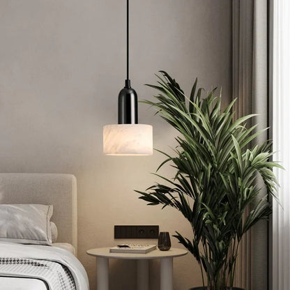 Marble Pendant Light with Iron Finish – Modern Nordic LED Ceiling Lamp | Luxury Contemporary Lighting