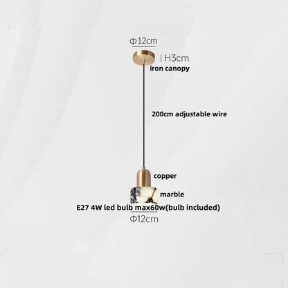 Travertine Stone Pendant Light with Copper Finish – Nordic LED Hanging Lamp | Warm Contemporary Lighting