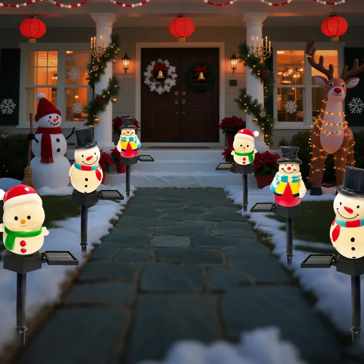 SnowGlow Solar Snowman Path Lights – Waterproof LED Garden Lights | Festive Outdoor Christmas Decoration
