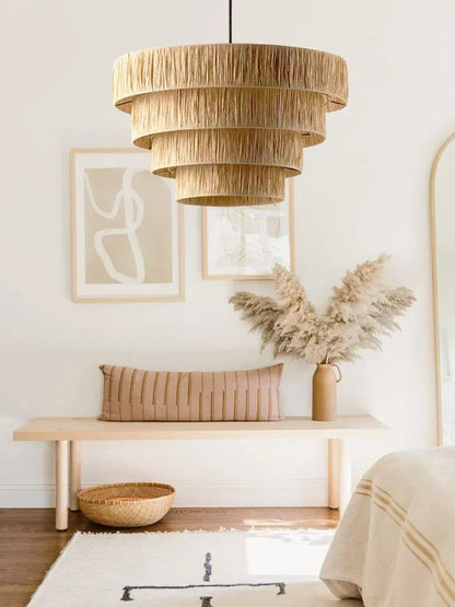 Wabi Sabi Rattan Pendant Light – Handwoven Japanese Ceiling Lamp | Natural Ambient Lighting | Artisan Interior Feature