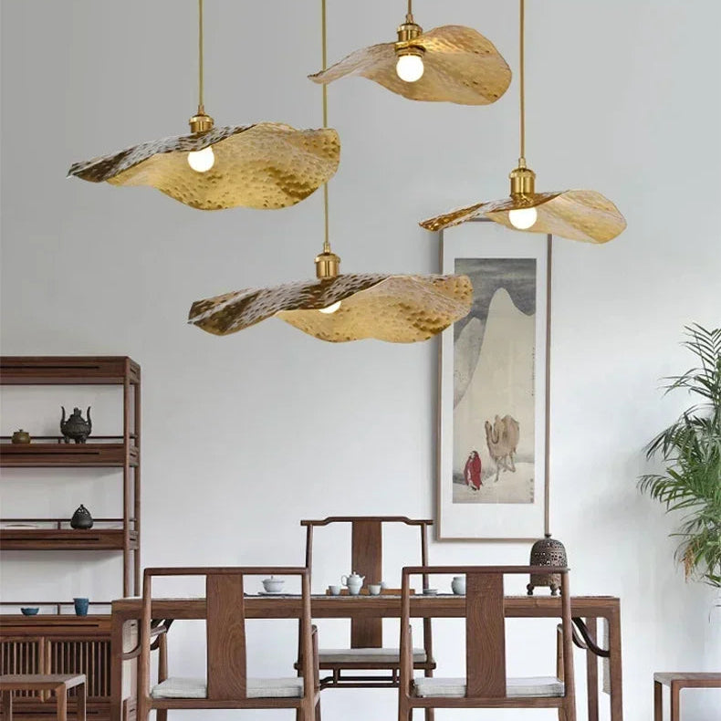 Gold Lotus Pendant Light – Vintage Zen Ceiling Lamp | Luxury Ambient Hanging Lighting
