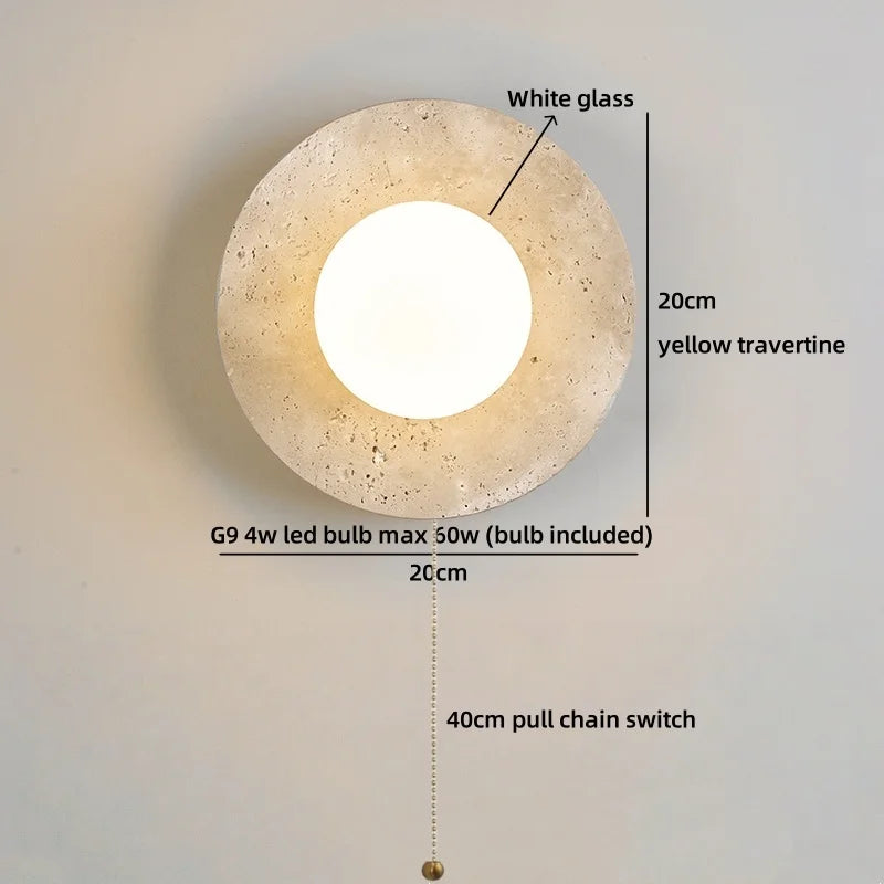 Travertine Stone LED Wall Light – Modern Luxury Wall Sconce | Warm Ambient Interior Lighting