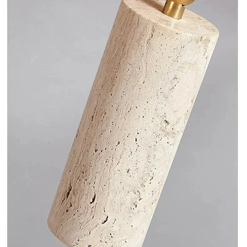 Travertine & Wood Ceiling Spotlight – Wabi-Sabi LED Flush Mount Light | Japandi Accent Interior Lighting