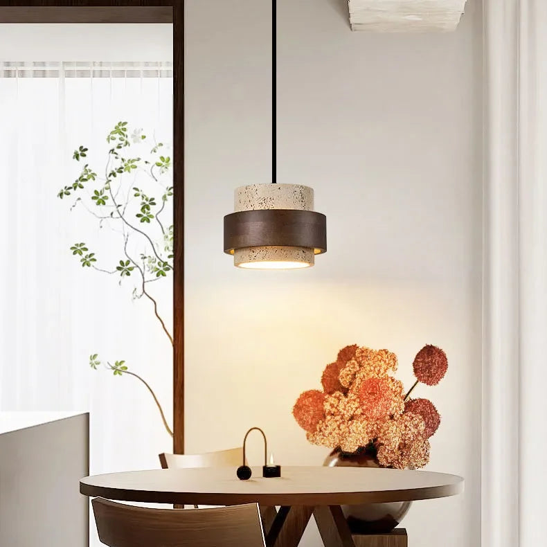 Natural Stone Pendant Light with LED – Modern Minimalist Hanging Lamp | Warm Ambient Interior Lighting