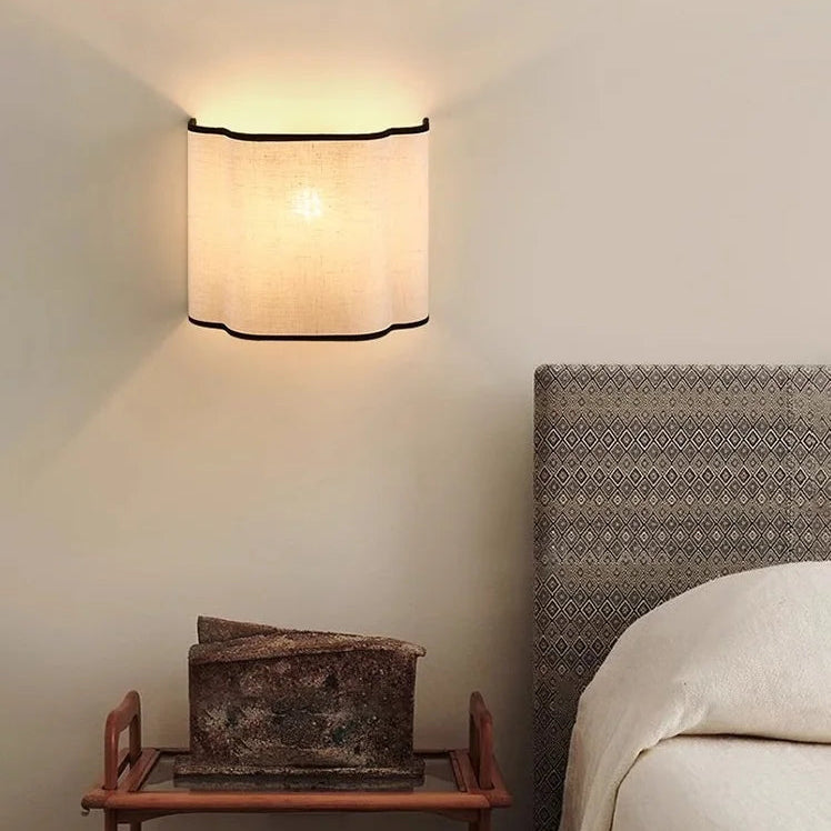French Linen Wall Light – Cream Fabric LED Wall Sconce | Elegant Ambient Interior Lighting