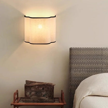 French Linen Wall Light – Cream Fabric LED Wall Sconce | Elegant Ambient Interior Lighting