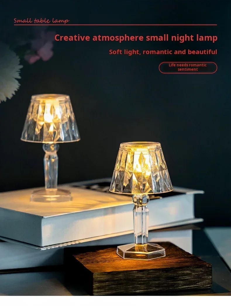 Crystal LED Accent Table Lamp – Colour Changing Touch Night Light | Decorative Bedside Lamp | Elegant Mood Lighting