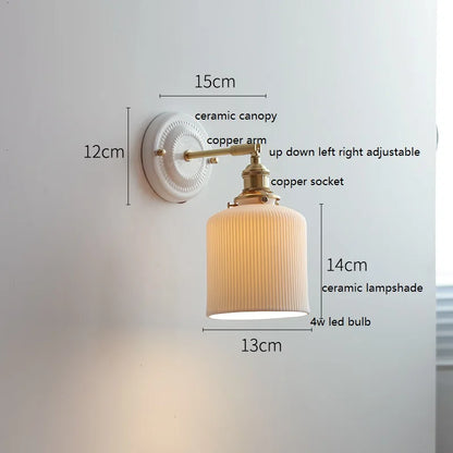 Aurelle Ceramic Wall Light – Adjustable E27 Wall Lamp | Contemporary Copper Lighting | Elegant Interior Illumination