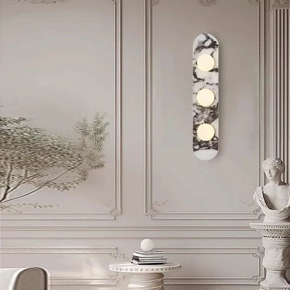 Marble LED Wall Light – Modern Designer Wall Lamp | Luxury Ambient Lighting | Contemporary Stone & Glass Feature