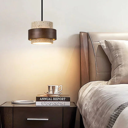 Natural Stone Pendant Light with LED – Modern Minimalist Hanging Lamp | Warm Ambient Interior Lighting